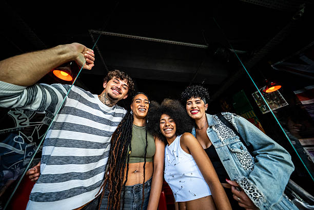 istock Portrait of friends on pub 2212934100