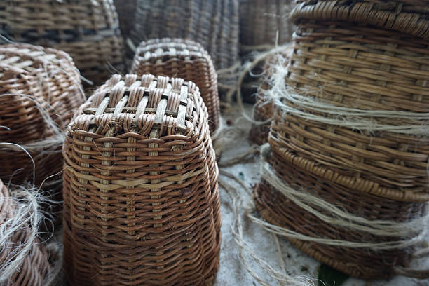 Rattan woven basket for fishermen to store fish