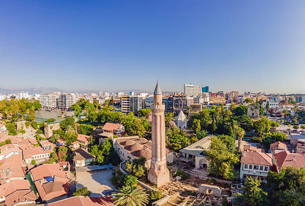 istock Sultan Alaaddin Camii Minaret. Antalya Turkey. Drone view 2212964151
