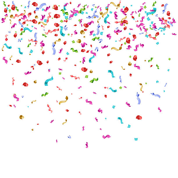 istock Festive confetti and streamers falling. Bright, vibrant colors on a clean white backdrop. Perfect for celebrations, party invites, and joyful design elements. 2212967163