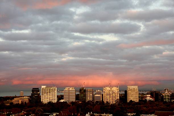 istock Pink cloud at dusk over St Kilda road towers 2212968498