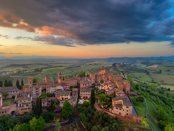 istock Certaldo, Italian medieval town from drone 2212969318
