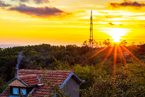 Dramatic Sunset above villa area in the vicinity of Varna,Bulgaria,October 6th 2013