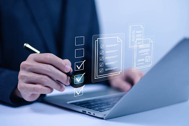 istock The technology business quality audit checklist uses an online concept with a document format and a controllable safety survey. 2212984105