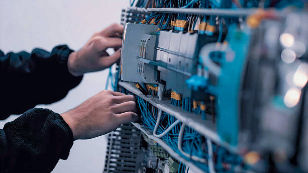 structured cabling installation process in residential building electrical networks - kabel bildbanksfoton och bilder