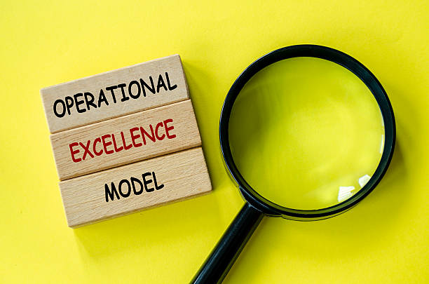 istock Operational Excellence Model text on wooden blocks with magnifying glass as background. Root cause analysis concept 2212994512