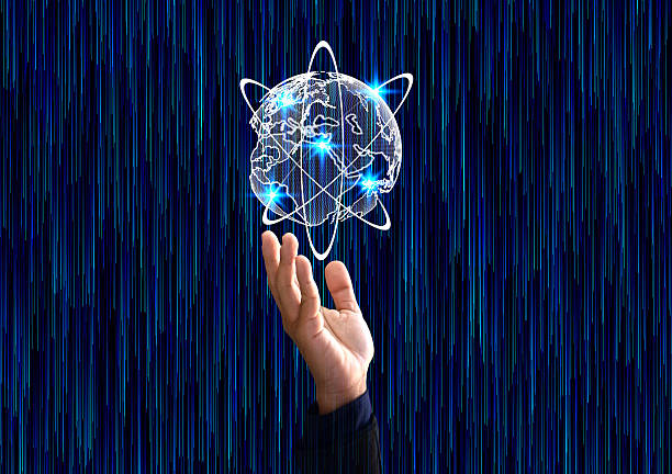 Quantum computing technology, fast massive data processing stock photo