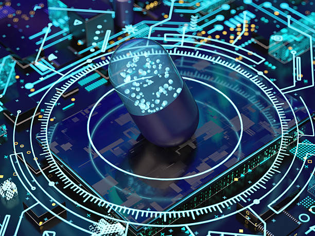 istock Digital Smart Pill Over Futuristic Tech Circuit Board 2213006356