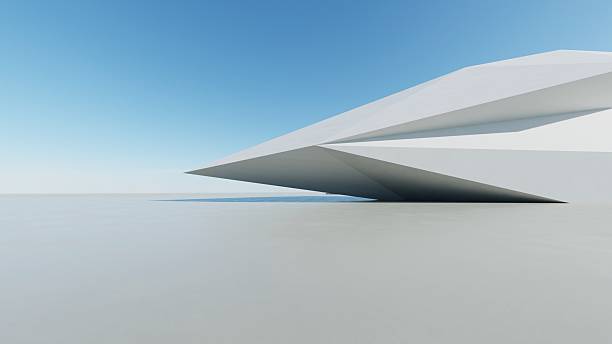 istock 3d render of abstract modern geometry architecture with empty cement floor, minimal exterior, car presentation background 2213006581
