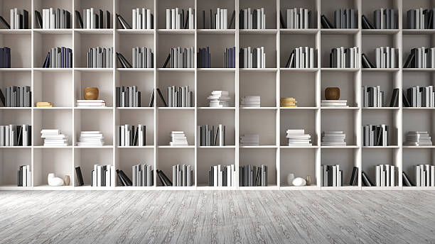 istock Modern Library Interior With Minimalist Bookshelves 2213009115