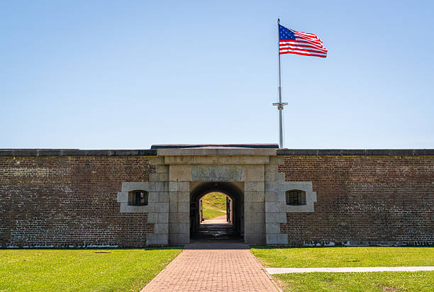 istock Fort Moultrie, small fortifications and ammunitions bunkers that run along the coast of Sullivan's Island, South Carolina 2213009287