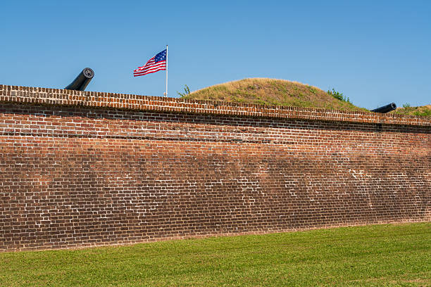 istock Fort Moultrie, small fortifications and ammunitions bunkers that run along the coast of Sullivan's Island, South Carolina 2213009299