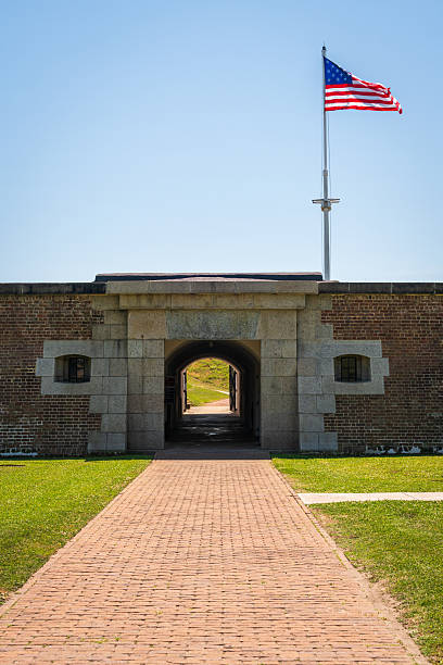 istock Fort Moultrie, small fortifications and ammunitions bunkers that run along the coast of Sullivan's Island, South Carolina 2213009336