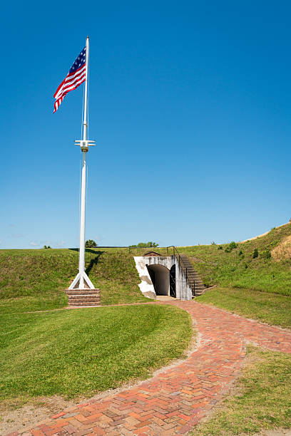 istock Fort Moultrie, small fortifications and ammunitions bunkers that run along the coast of Sullivan's Island, South Carolina 2213009346