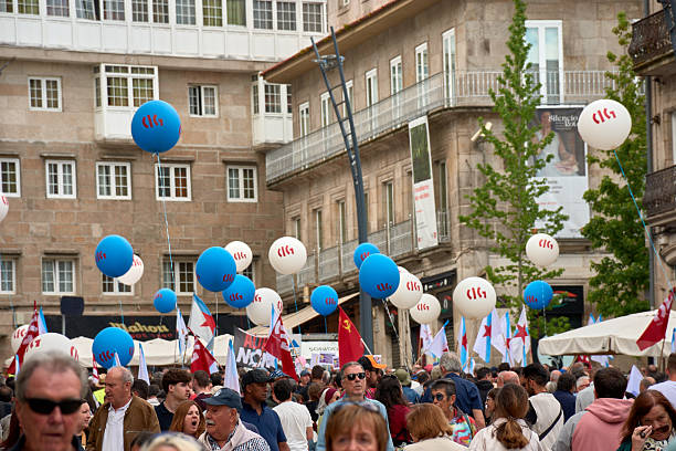 Madrid, Spain - October 15, 2011: Manifestation on Calle de Alcal!AA# street against the finacial system inspired by \