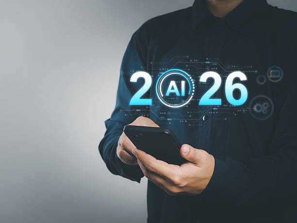 istock Smartphones display holographic interfaces of AI 2213009940