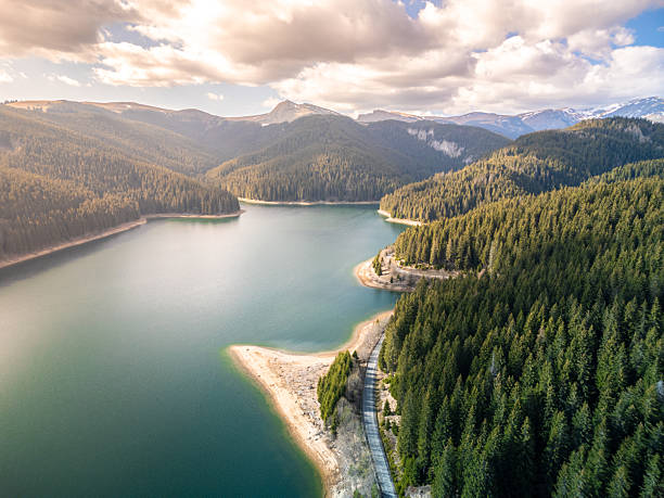 istock Lake in the mountains, aerial view. 2213020613