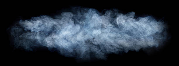 istock Fog, cloud, smoke set isolated on black background. White cloudiness, mist or smog background. 2213021058