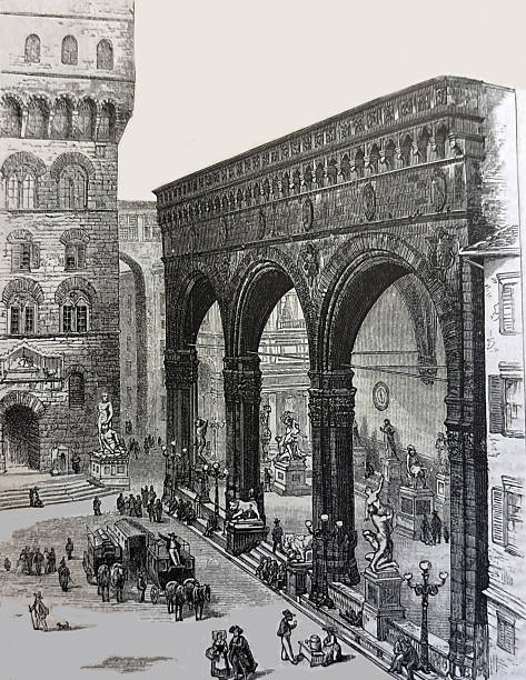 istock Antique illustration - Loggia dei Lanzi - Florence Italy 2213029517