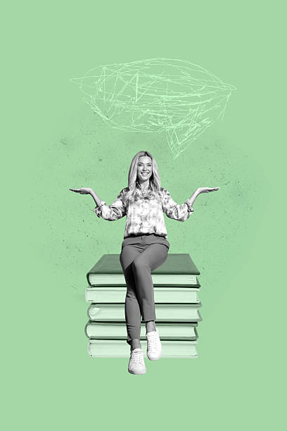 istock Collage of smiling young student standing confidently beside stack of book symbolizing study knowledge education 2213030498