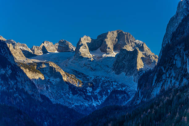 Gosausee lake in Austria Alps mountains. Austria alpine landscape in late autumn near Dachstein mountain range