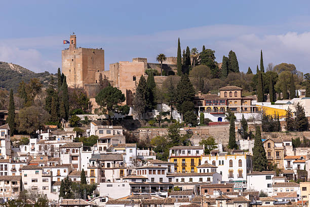 Granada; Spain; Andalusia - March 28; 2025: Circular patio of Palace of Charles V, renaissance building inside fortress Alhambra; former Nasrid palace complex