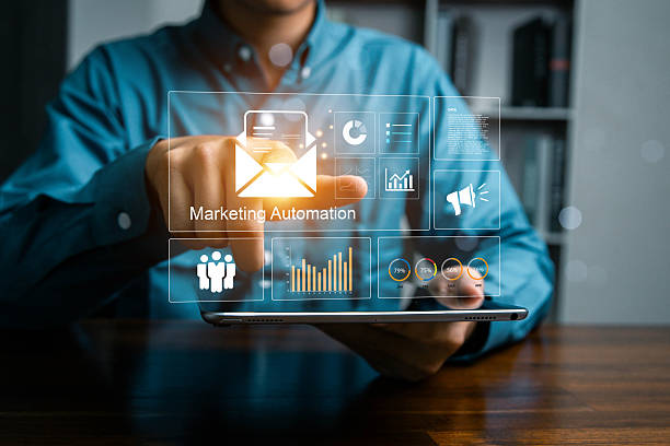istock Email automation, Email marketing automation technology. Using data science to drive marketing automation. Develop a insight customer data strengthen customer engagement, retention, loyalty. 2213036571