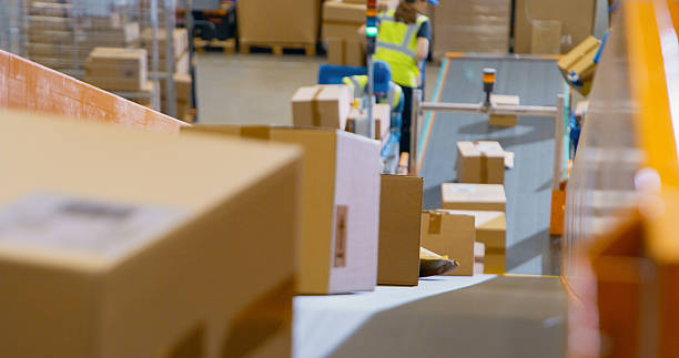 istock Anonymous Employees Sort Packages and Load Boxes on a Conveyor Line. Close Up of Diverse Employees at Work in a National Postal Service Facility or a Modern Retail Warehouse Building 2213036802
