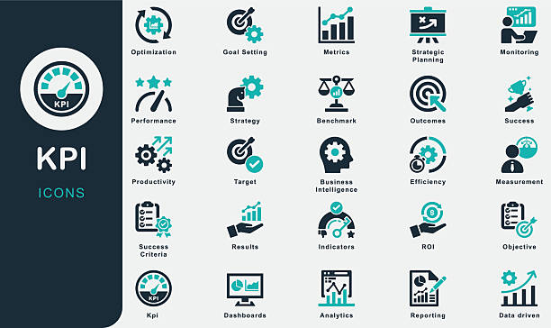 KPI solid icons collection.Containing Key, Performance, Objective, Measurement, Optimization, Strategy, Success, Metrics, Benchmark, Goal Setting, Target, Analytics, Return on invesment, Indicators KPI solid icons collection.Containing Key, Performance, Objective, Measurement, Optimization, Strategy, Success, Metrics, Benchmark, Goal Setting, Target, Analytics, Return on invesment, Indicators, Dashboards, Productivity, Efficiency, Data driven, Outcomes, StrategicPlanning, Business Intelligence, Results, Monitoring, Reporting, Success Criteria, Business, Work, Work place, Human business strategy stock illustrations
