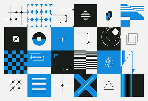 A clean and structured abstract background composed of geometric forms in black, white, and vivid blue. Drawing inspiration from Swiss modernism and minimal brutalist design, this modular layout is ideal for branding, editorial design, digital artwork, and packaging.