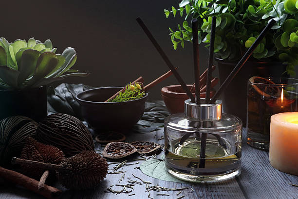 istock luxury aroma reed diffuser air freshener on table in nice design bedroom to create good relax ambient home house decoration 2213045266