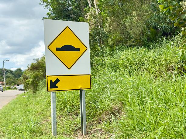 istock Signboard on the road obstacles ahead be careful. 2213046949
