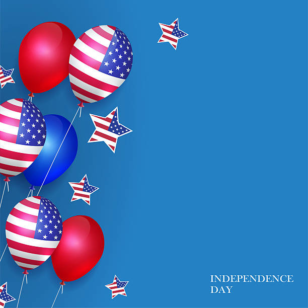 istock Blue design with American attributes, balloons and stars 2213057465