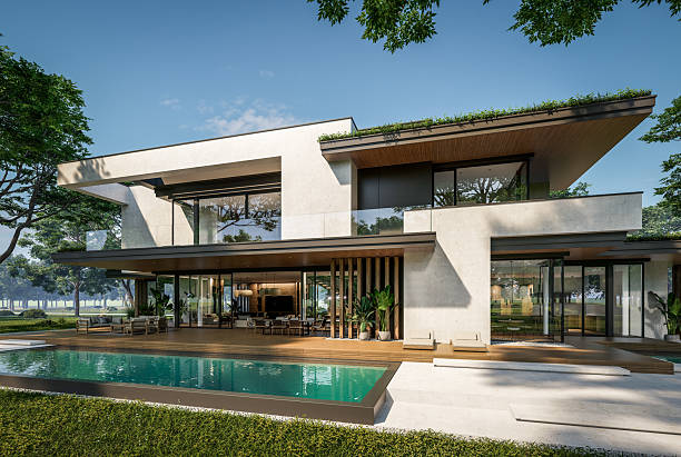 istock 3d rendering of two-story house with concrete facade 2213062472
