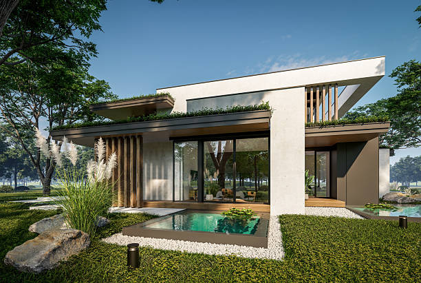 istock 3d rendering of two-story house with concrete facade 2213062478