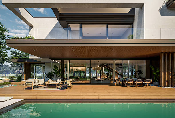 istock 3d rendering of two-story house with concrete facade 2213062488