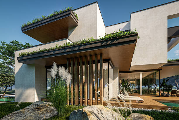 istock 3d rendering of two-story house with concrete facade 2213062492