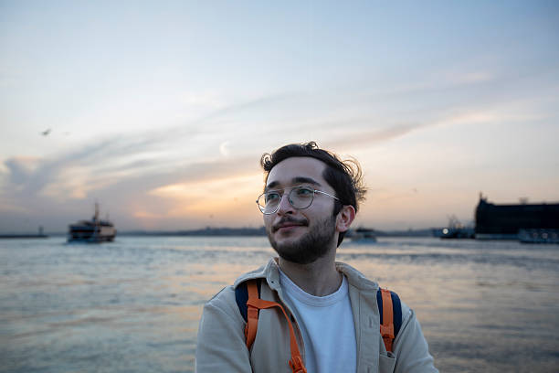 Portrait of a thoughtful man at sunset