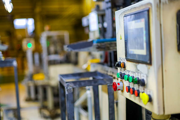 istock Control panel of machine in the manufacture. Button and selector switch of machine. 2213068951