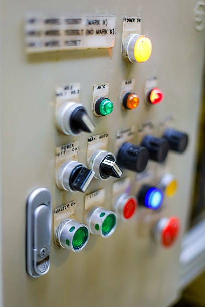 istock Control panel of machine in the manufacture. Button and selector switch of machine. 2213068971