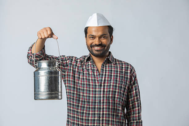 istock Man with packed food on white background 2213070374