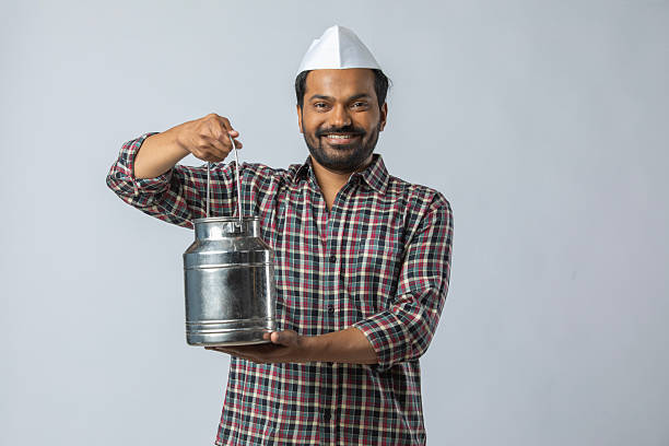 istock Man with packed food on white background 2213070392