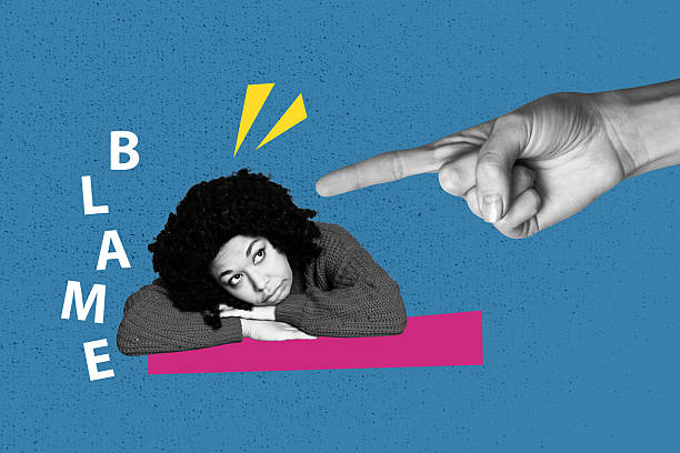 istock Composite sketch image design trend artwork collage of blame finger point shame young lady lying tired vacancy office entrepreneur manager 2213071108