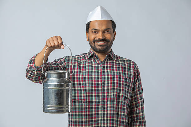 istock Man with packed food on white background 2213072613