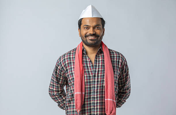 istock Happy farmer looking at camera on white background 2213073136