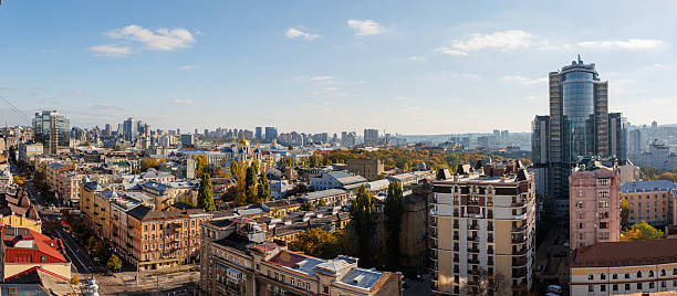 High-angle view capturing the diverse architecture of Kyiv, Ukraine