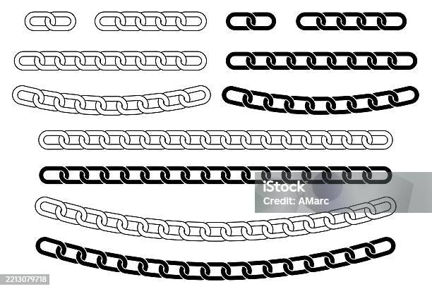 Chain Line Outline Chain Link Segment Template Clipart Outline And Silhouette Stamp With ...