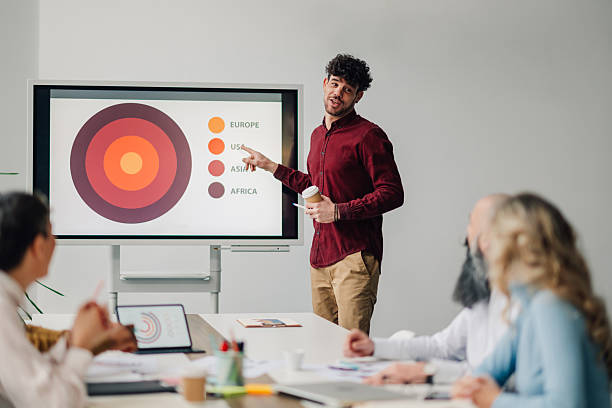 istock Young businessman explaining market data during a presentation to his colleagues 2213079981