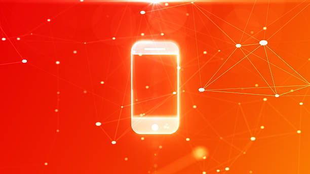 Smart Phone Pattern with copy space on red background