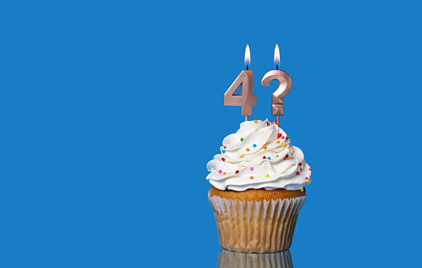 istock Birthday Or Anniversary Cupcake With Lit Candles, Number 4 And Question Mark 2213094968